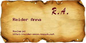 Reider Anna névjegykártya